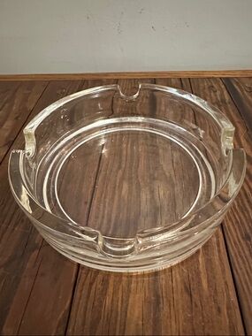 Classic Clear Glass Ashtray with Notched Rim